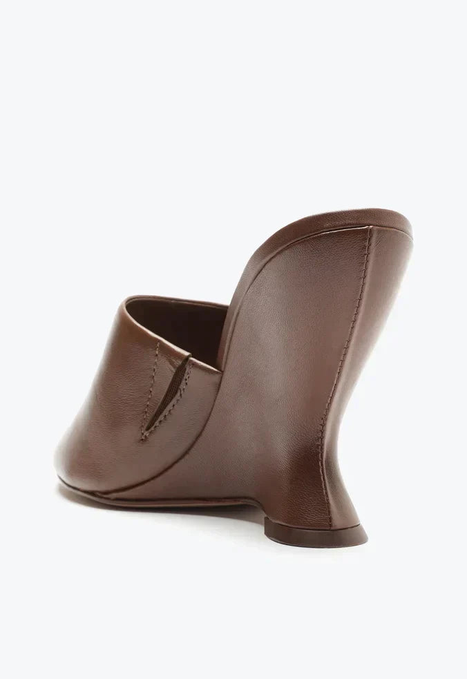 SANDÁLIA MULE APPRIL COURO MARROM ESCURO