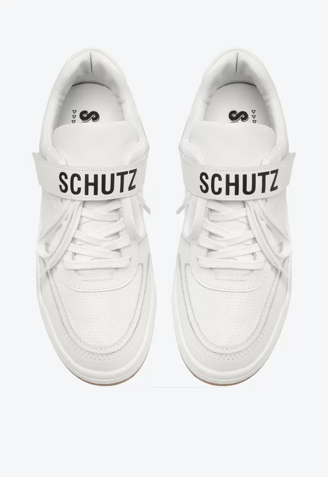 TÊNIS LOGO VELCRO COURO BRANCO