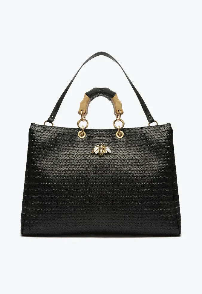 BOLSA SHOPPING BELIEVE GRANDE COURO PRETA