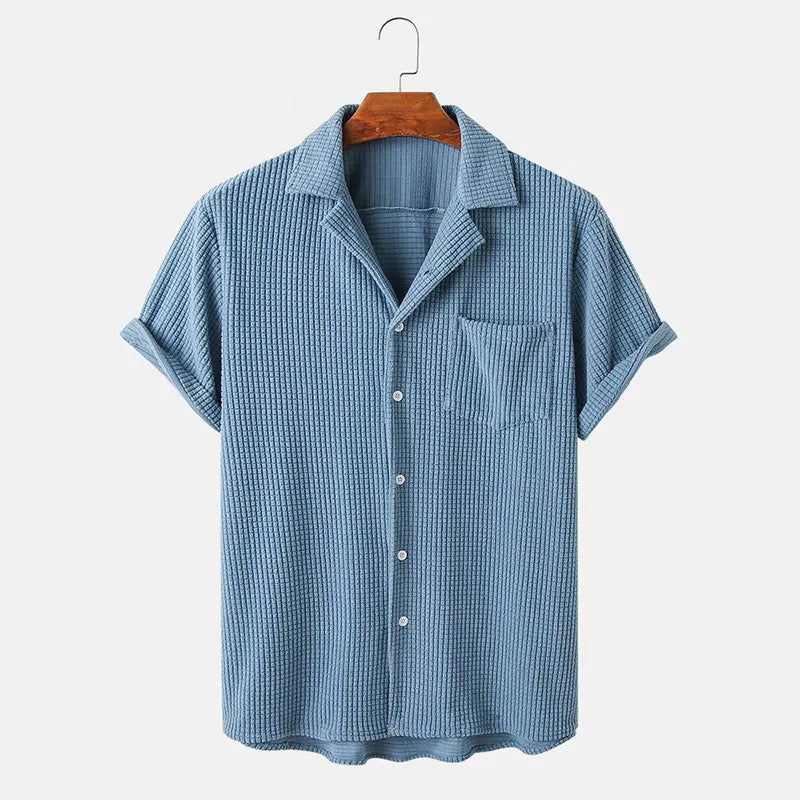 Camisa Masculina Veludo Samtropê Manga Curta