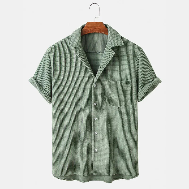 Camisa Masculina Veludo Samtropê Manga Curta